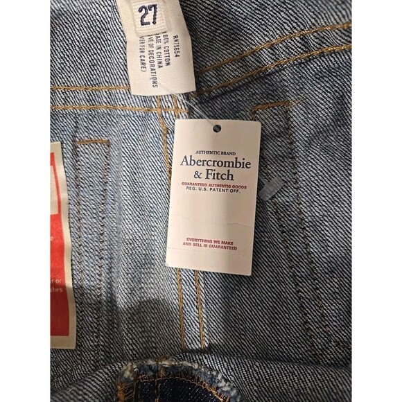 Vintage Y2K Abercrombie & Fitch Jean Mini Skirt Bedazzle Size 27 Womens 4 NWT - Picture 6 of 14